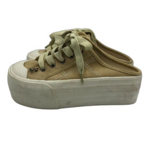 Y2K Bakers Women's Tan Slip On Mule Sneakers Open Back Chunky Sole 6.5B Vintage